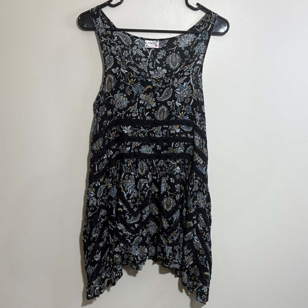 Intimately Free People Floral Trapeze Mini Dress / Boho Swing Tunic XS